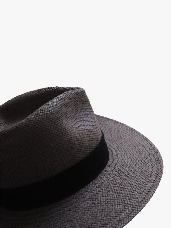 JANESSA LEONE | BLACK STRAW LEATHER HAT